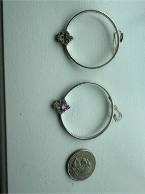 Kendra scott Elberta clear Iridescent rhoduim hoops silver